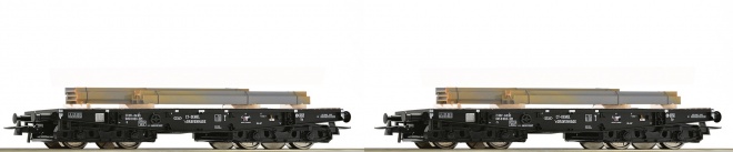 Set of 2 Heavy duty Flat cars with steel beams<br /><a href='images/pictures/Roco/230908.jpg' target='_blank'>Full size image</a>